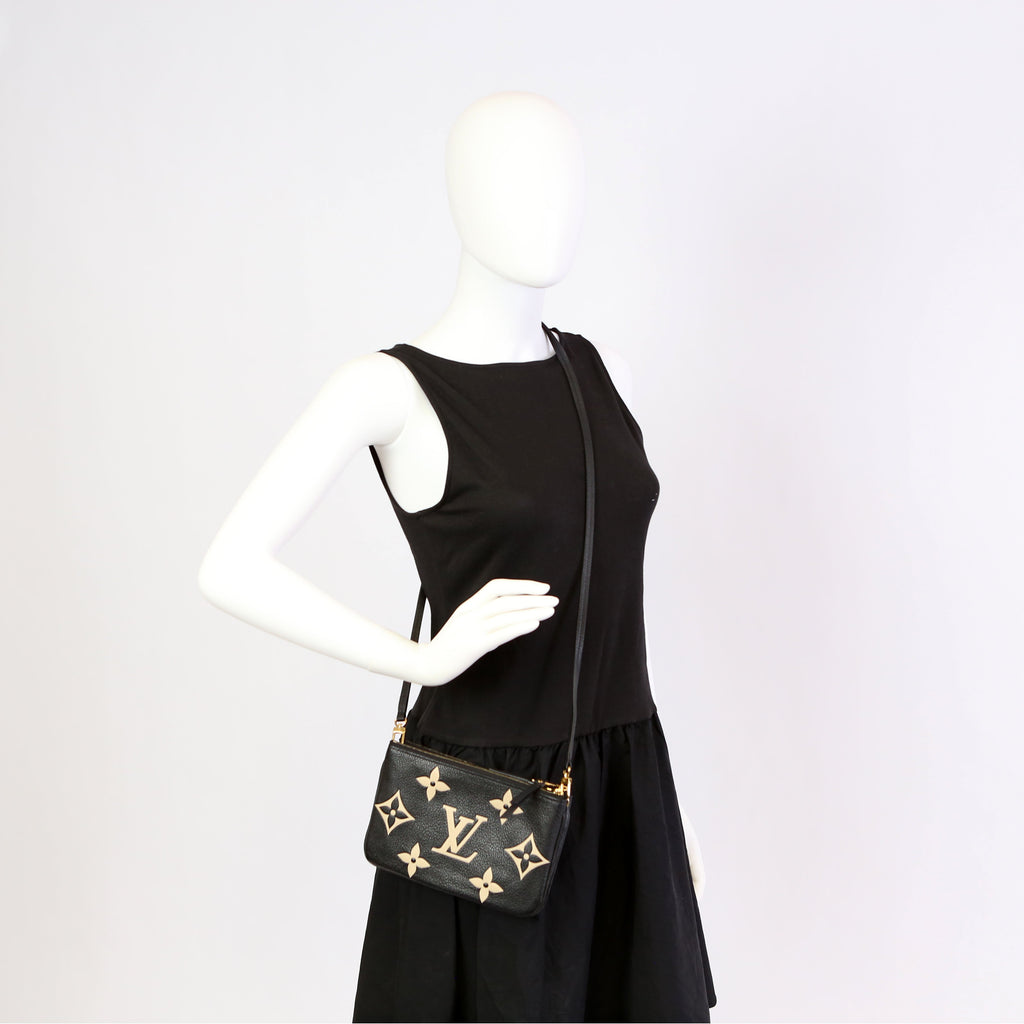 Double Zip Pochette Bicolor Empreinte