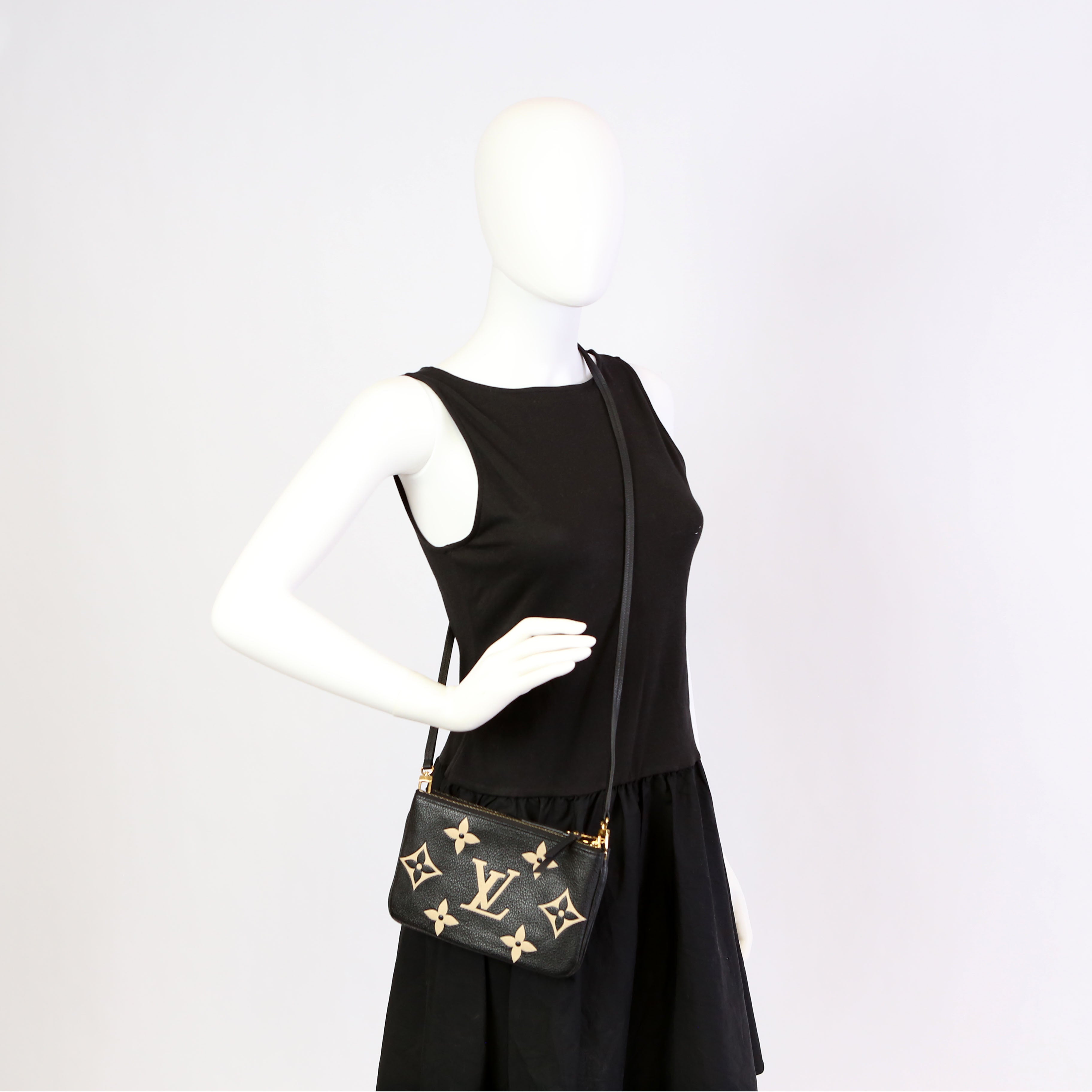 Double Zip Pochette Bicolor Empreinte