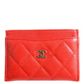 Quilted CC Card Holder Caviar RFID Red