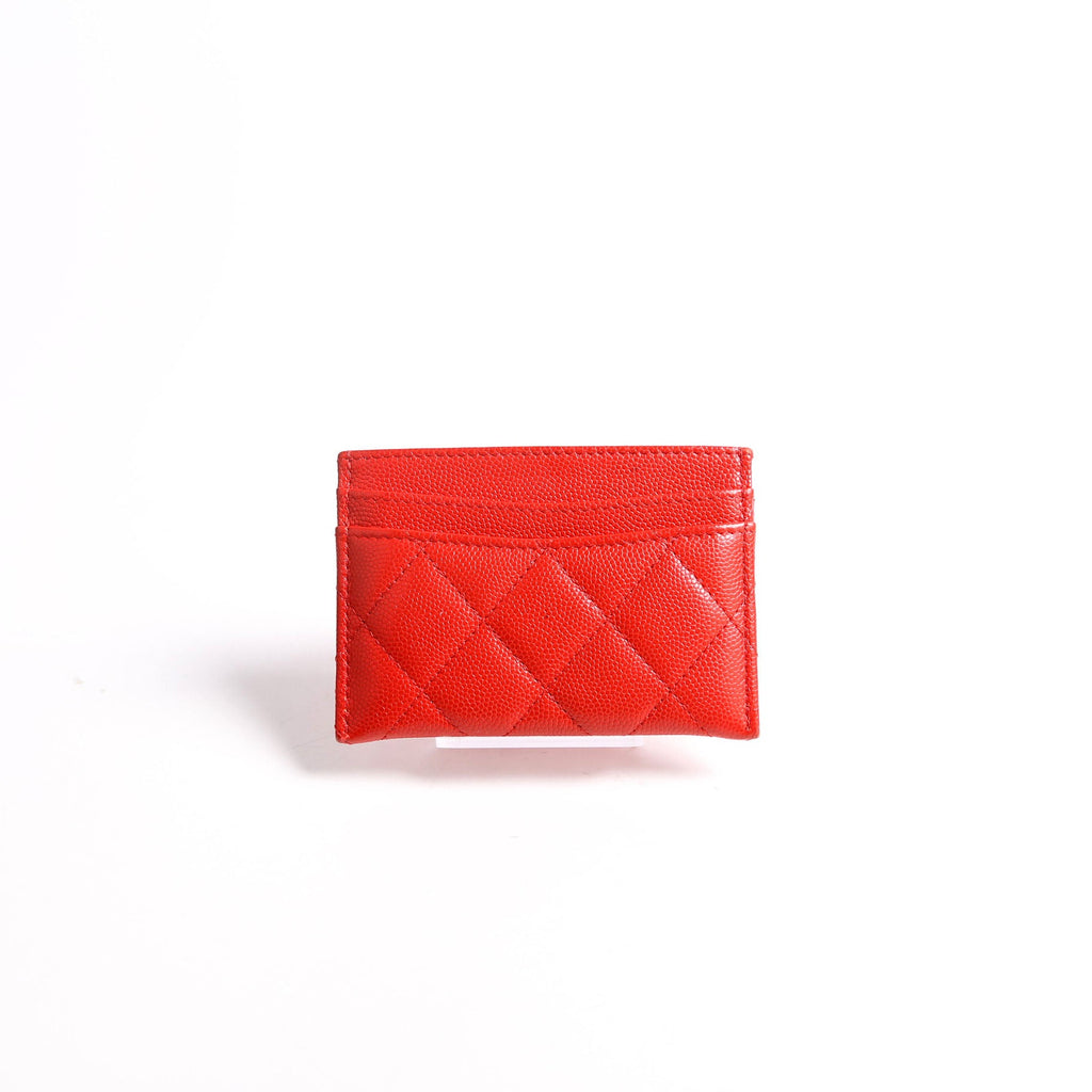 Quilted CC Card Holder Caviar RFID Red