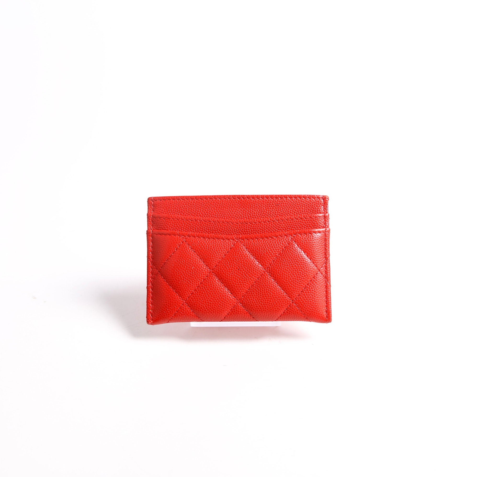 Quilted CC Card Holder Caviar RFID Red