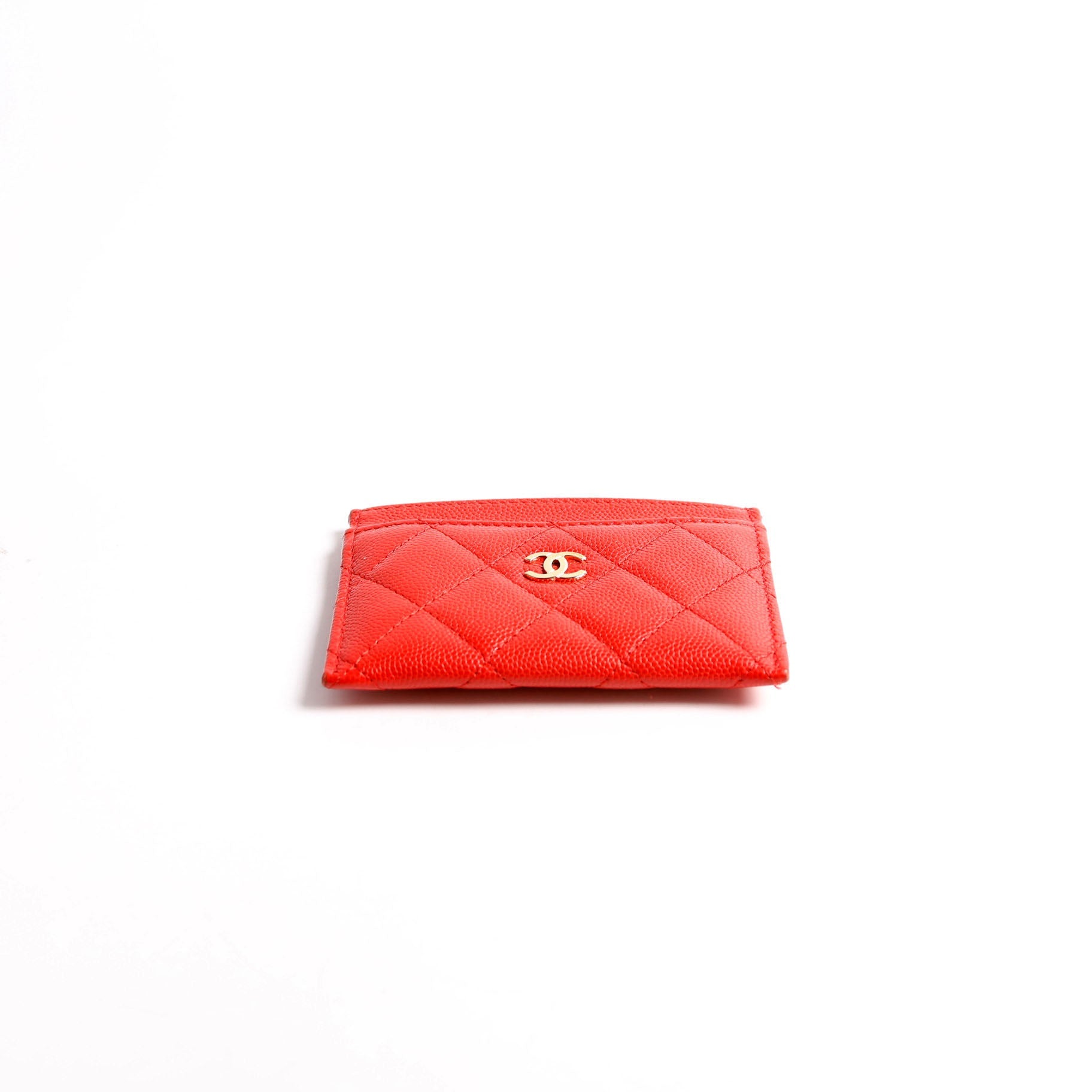 Quilted CC Card Holder Caviar RFID Red