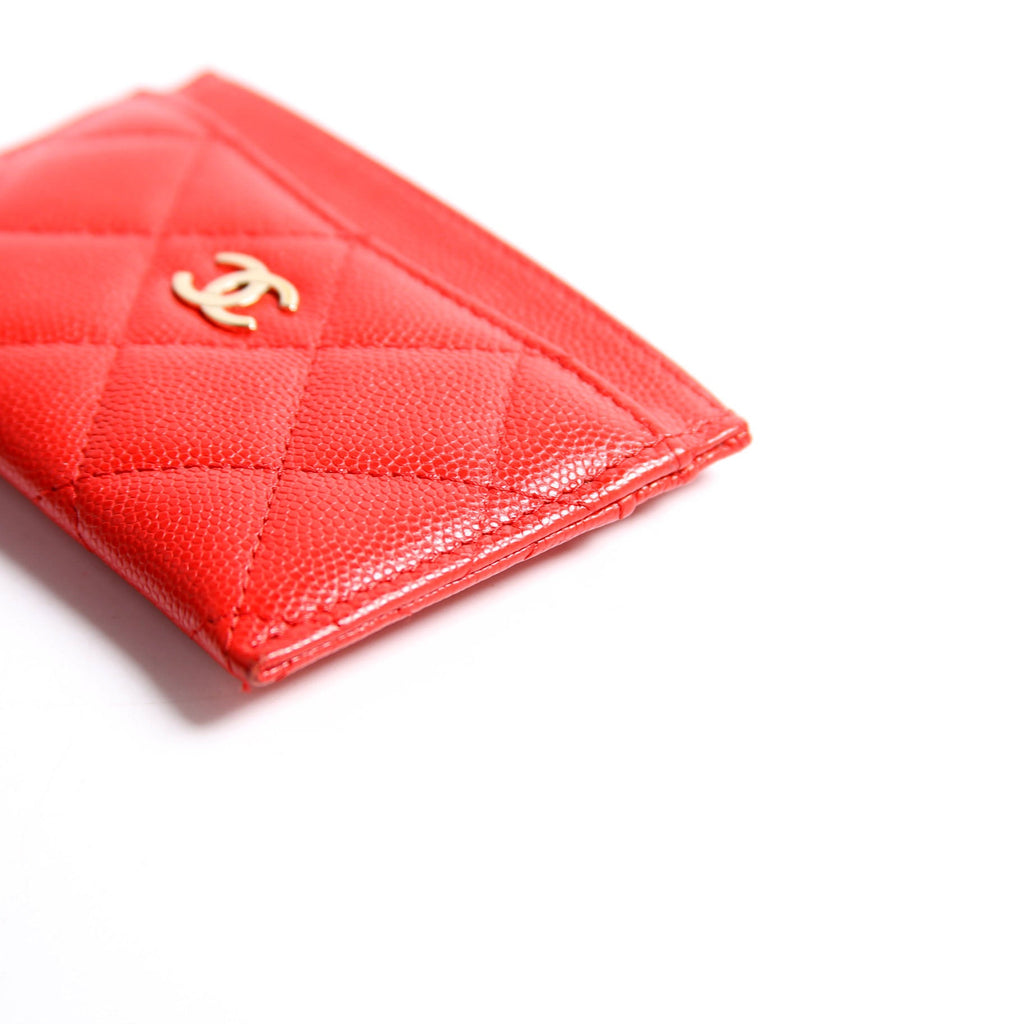 Quilted CC Card Holder Caviar RFID Red