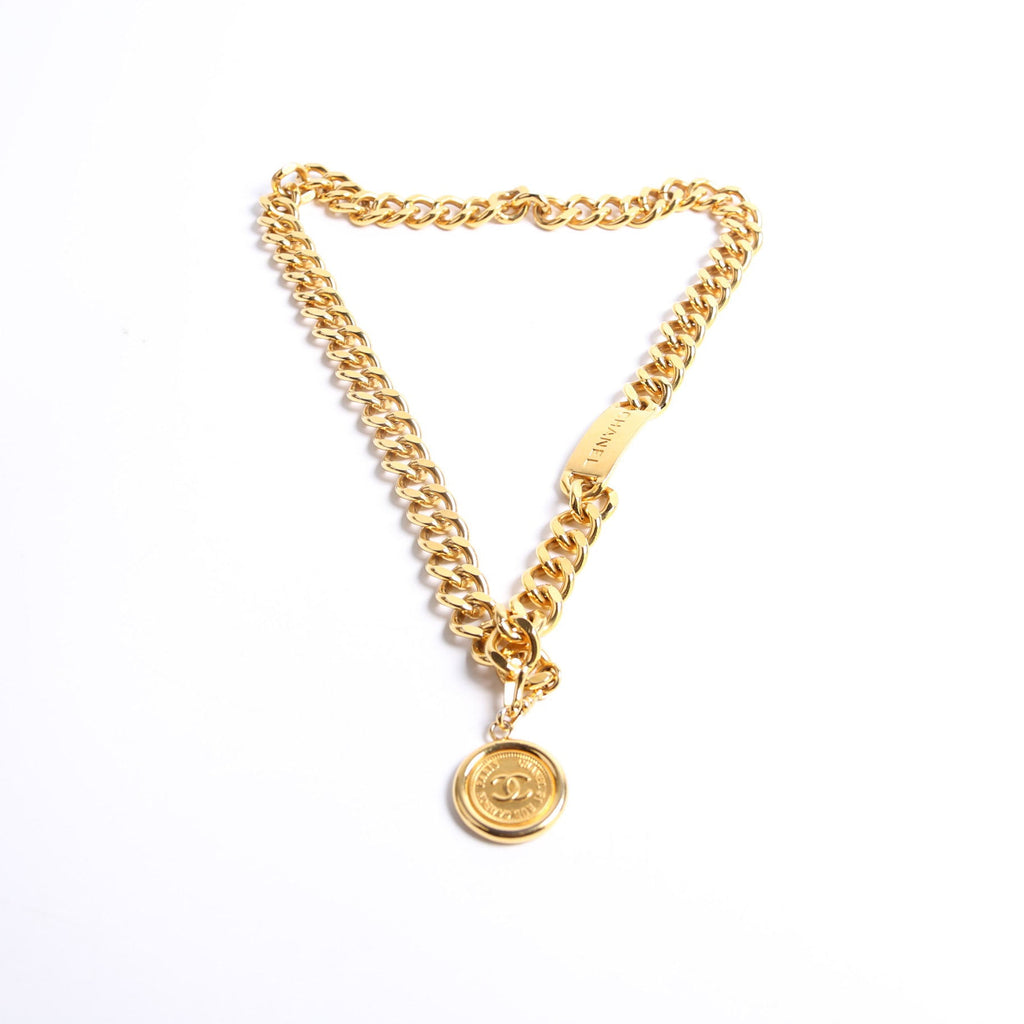 CC Medallion Logo Plate Chain Vintage Belt Gold