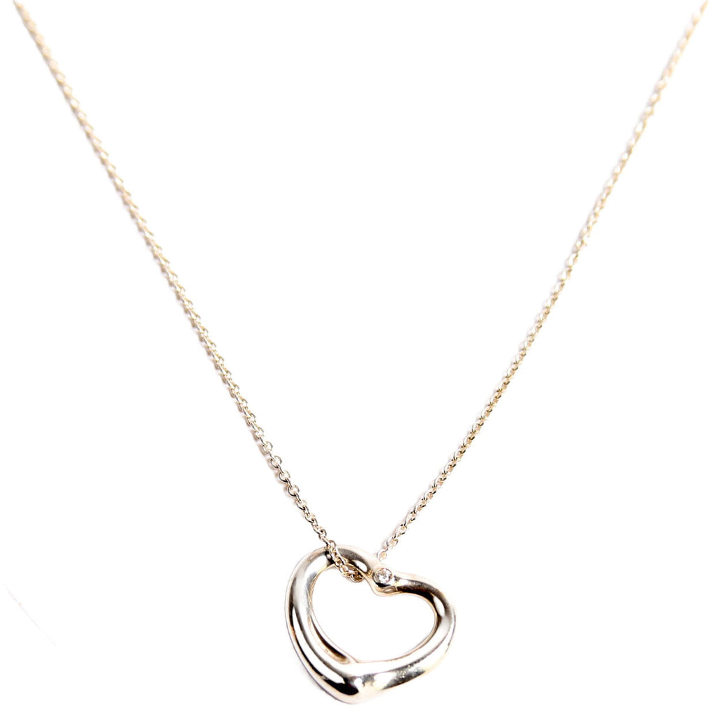 Elsa Peretti Open Heart Medium With Diamond Necklace 925