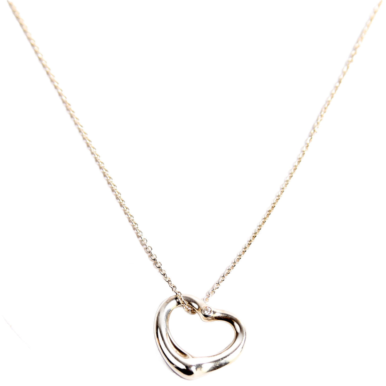 Elsa Peretti Open Heart Medium With Diamond Necklace 925