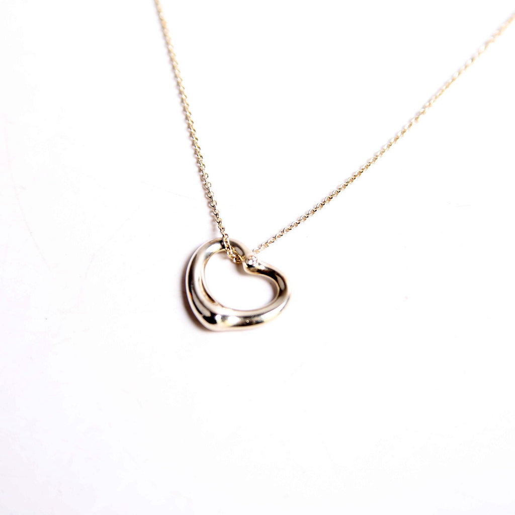 Elsa Peretti Open Heart Medium With Diamond Necklace 925