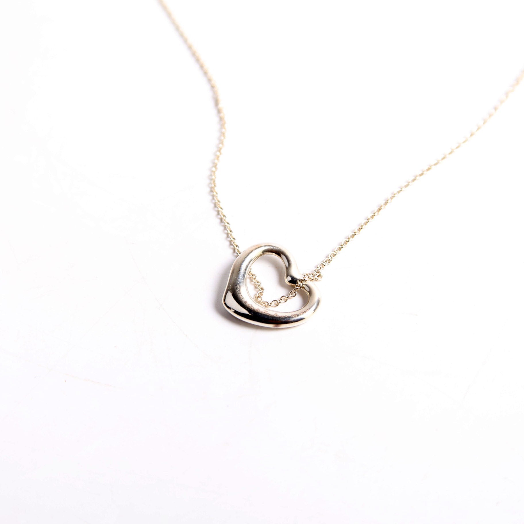 Elsa Peretti Open Heart Medium With Diamond Necklace 925