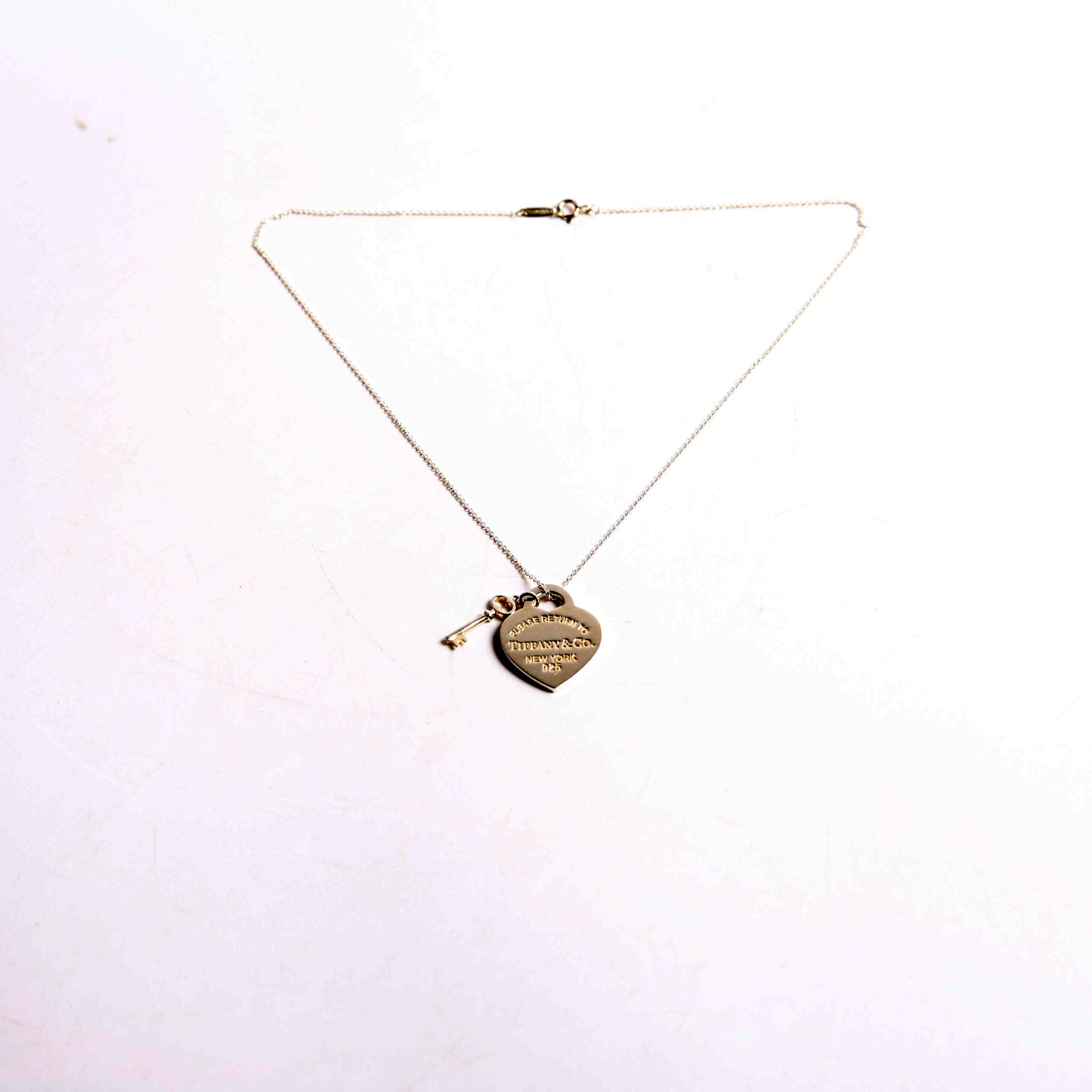 Please Return Heart/Key Necklace 925