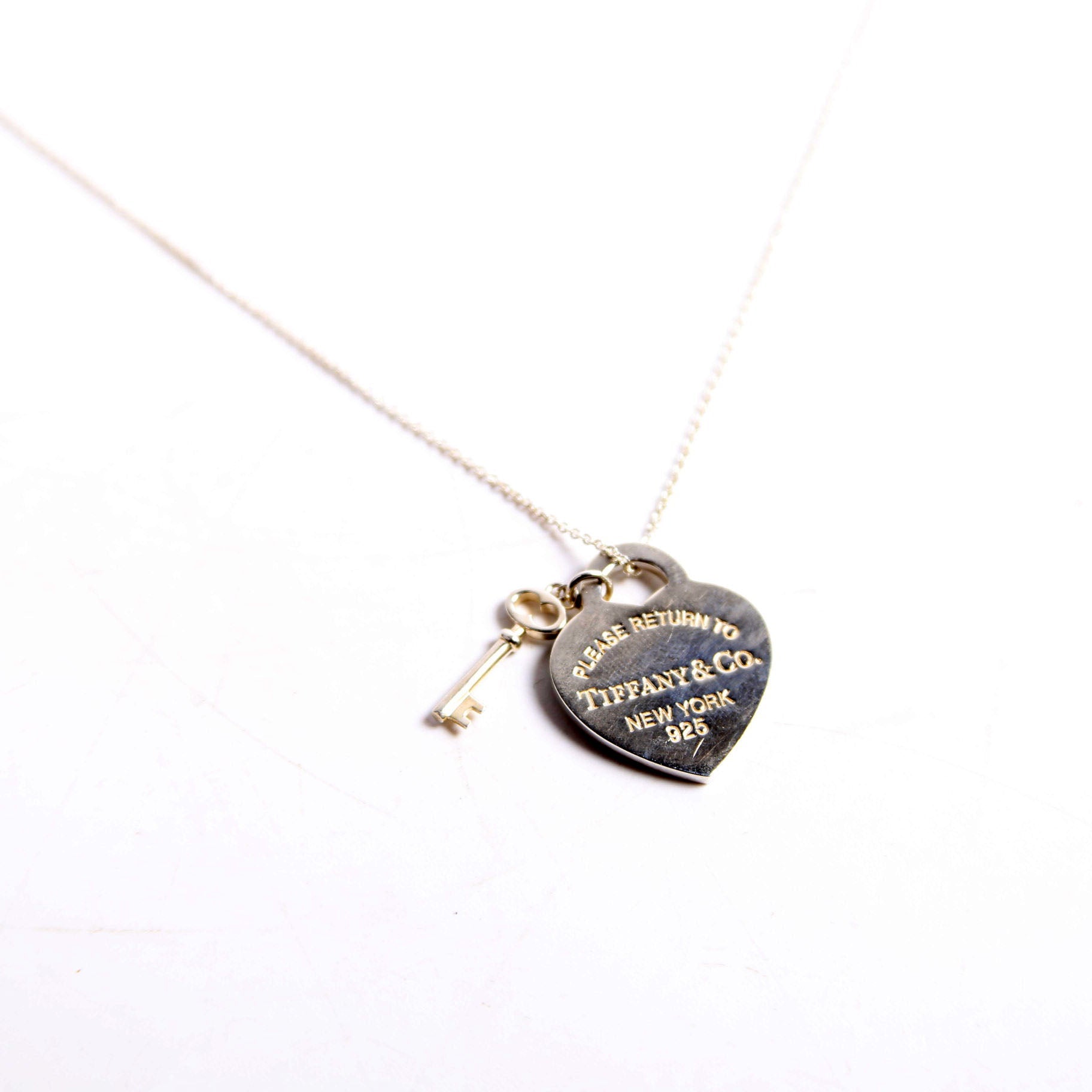 Please Return Heart/Key Necklace 925