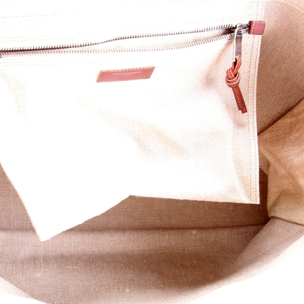 SAINT LAURENT Rive Gauche Canvas Tote Bag 499290 Beige/Brown