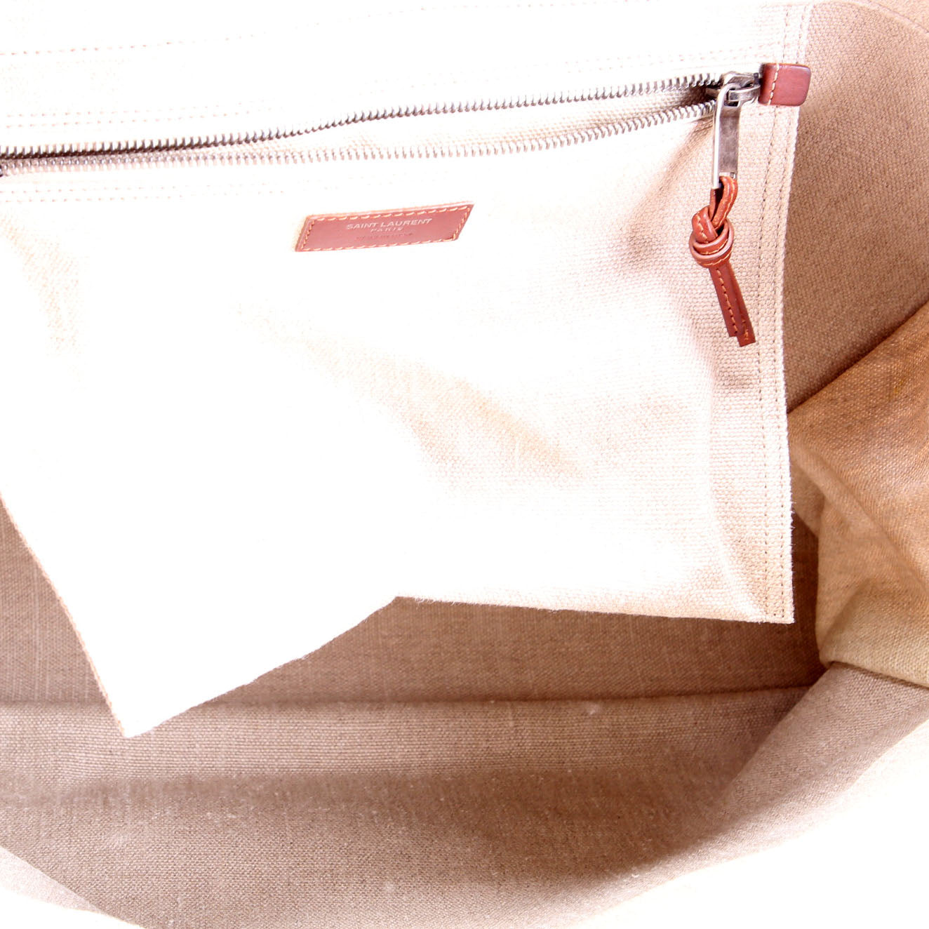 SAINT LAURENT Rive Gauche Canvas Tote Bag 499290 Beige/Brown