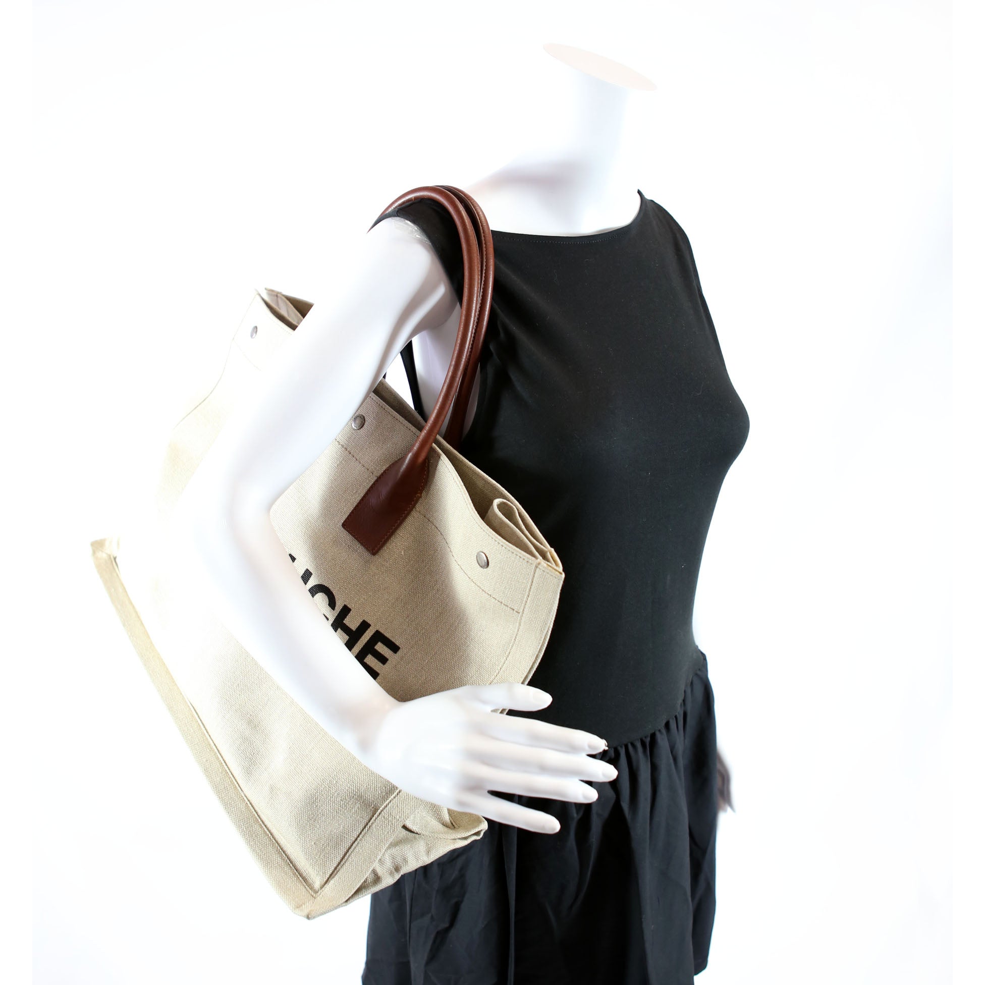 SAINT LAURENT Rive Gauche Canvas Tote Bag 499290 Beige/Brown
