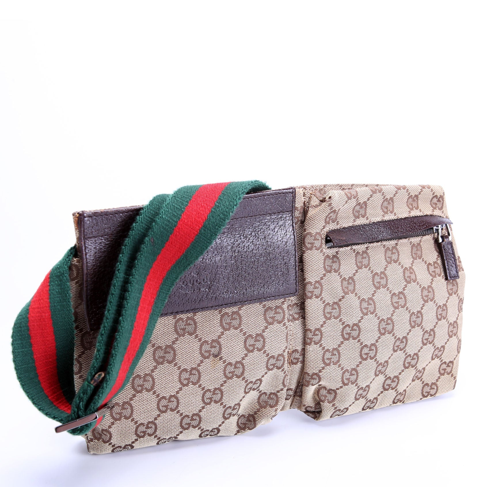 28566 GG Canvas Waist Bag Brown
