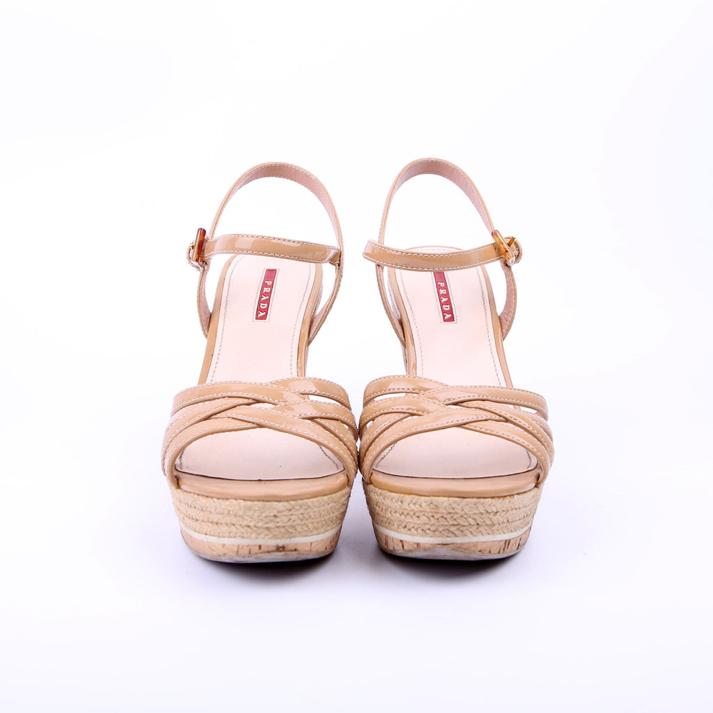 Prada Strappy Espadrille Sandals Size 39.5 Tan