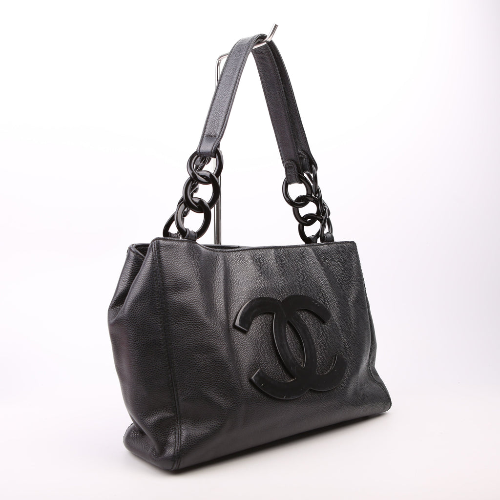 Bekko Chain Tote Caviar 9M Black