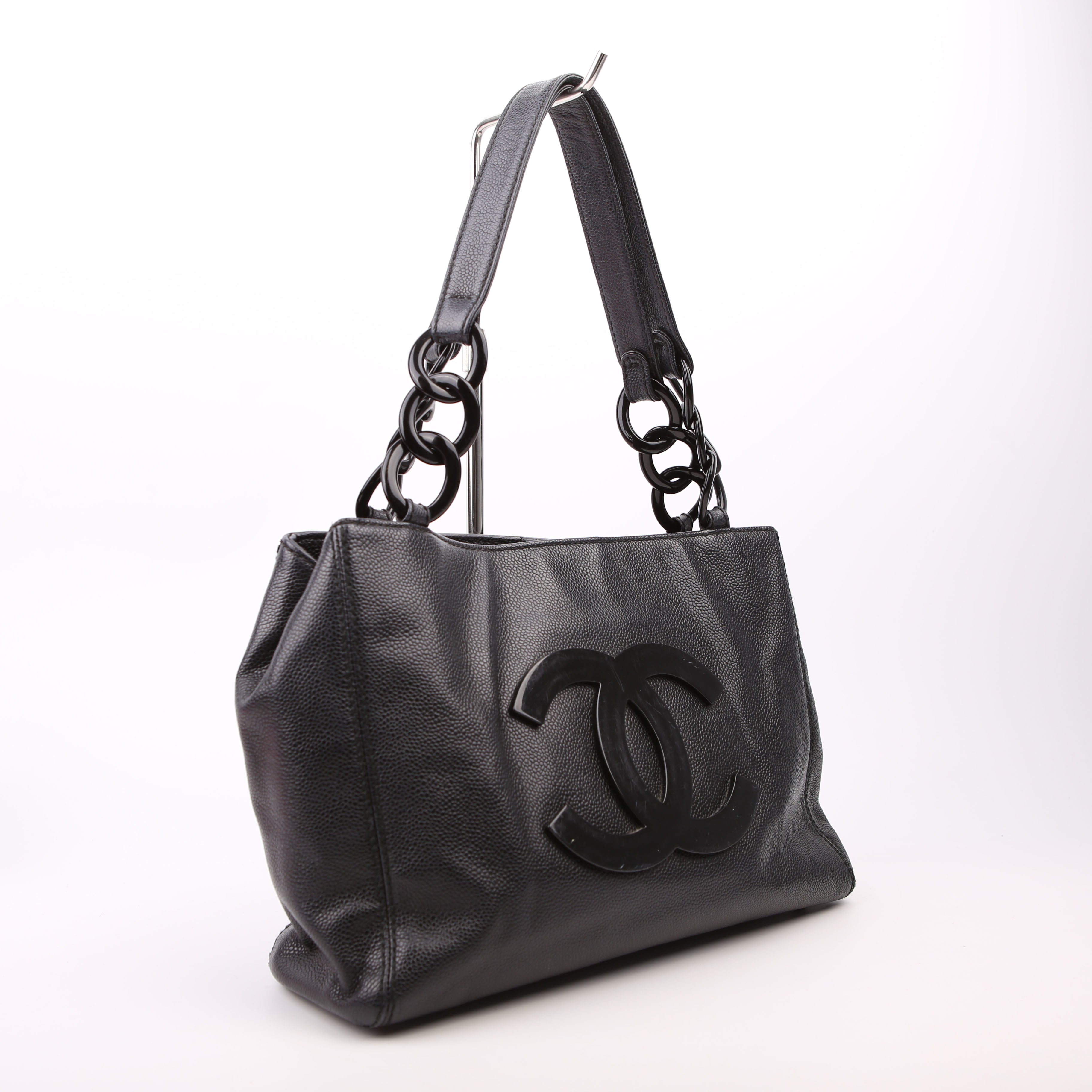 Bekko Chain Tote Caviar 9M Black