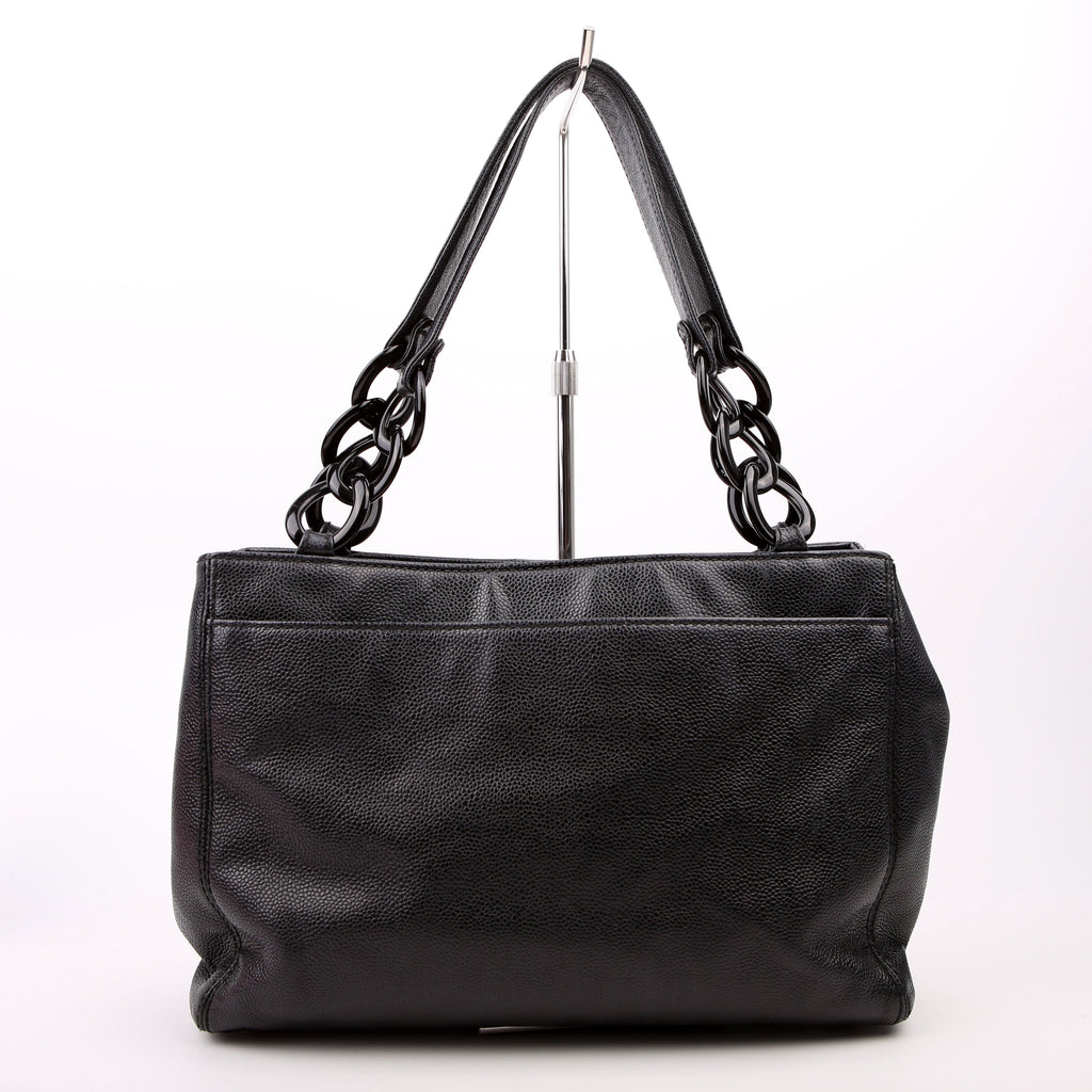 Bekko Chain Tote Caviar 9M Black