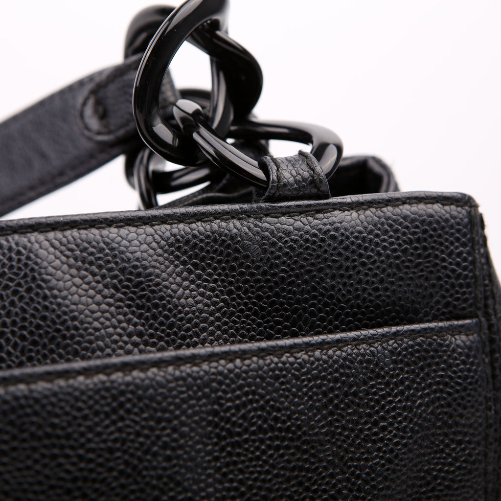 Bekko Chain Tote Caviar 9M Black