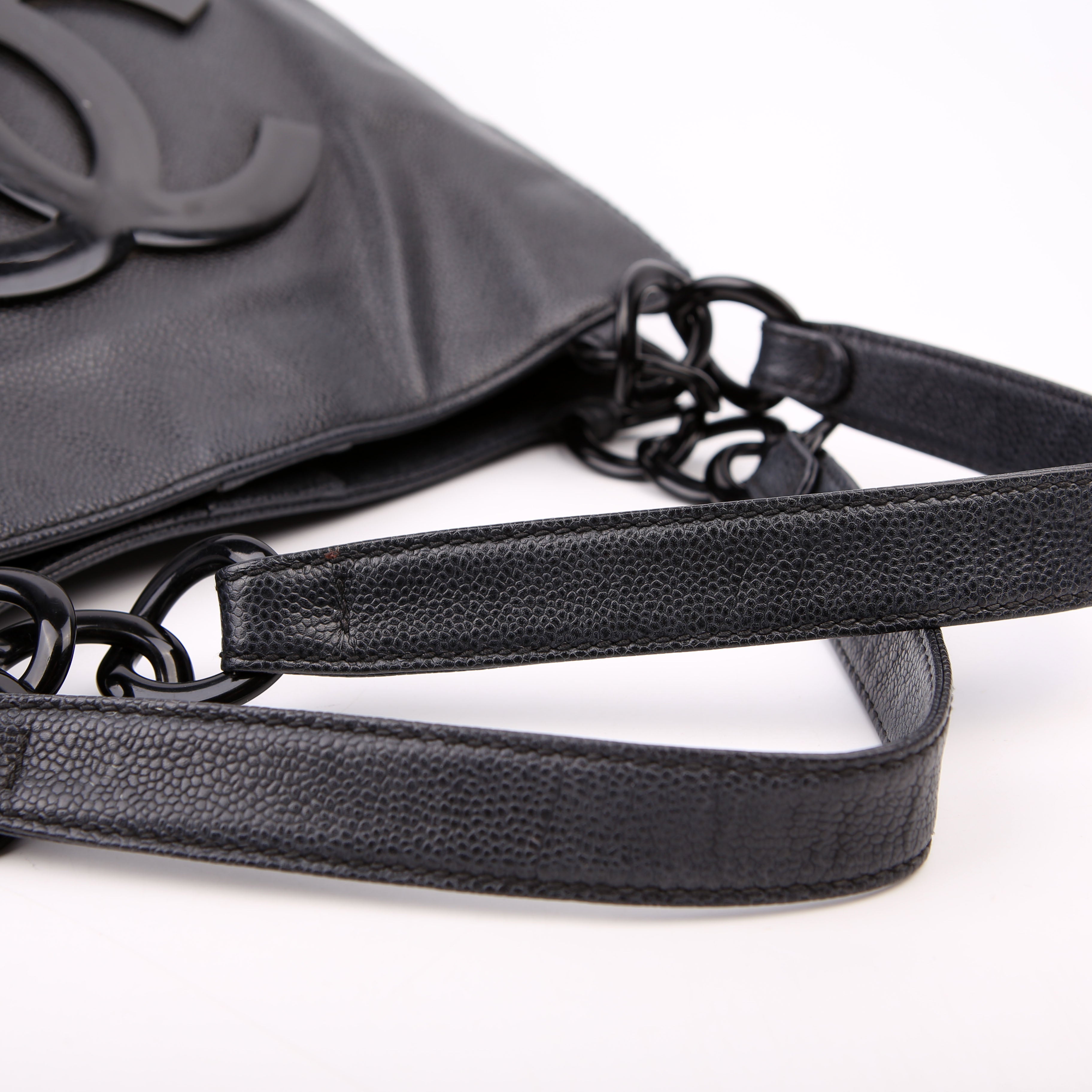 Bekko Chain Tote Caviar 9M Black