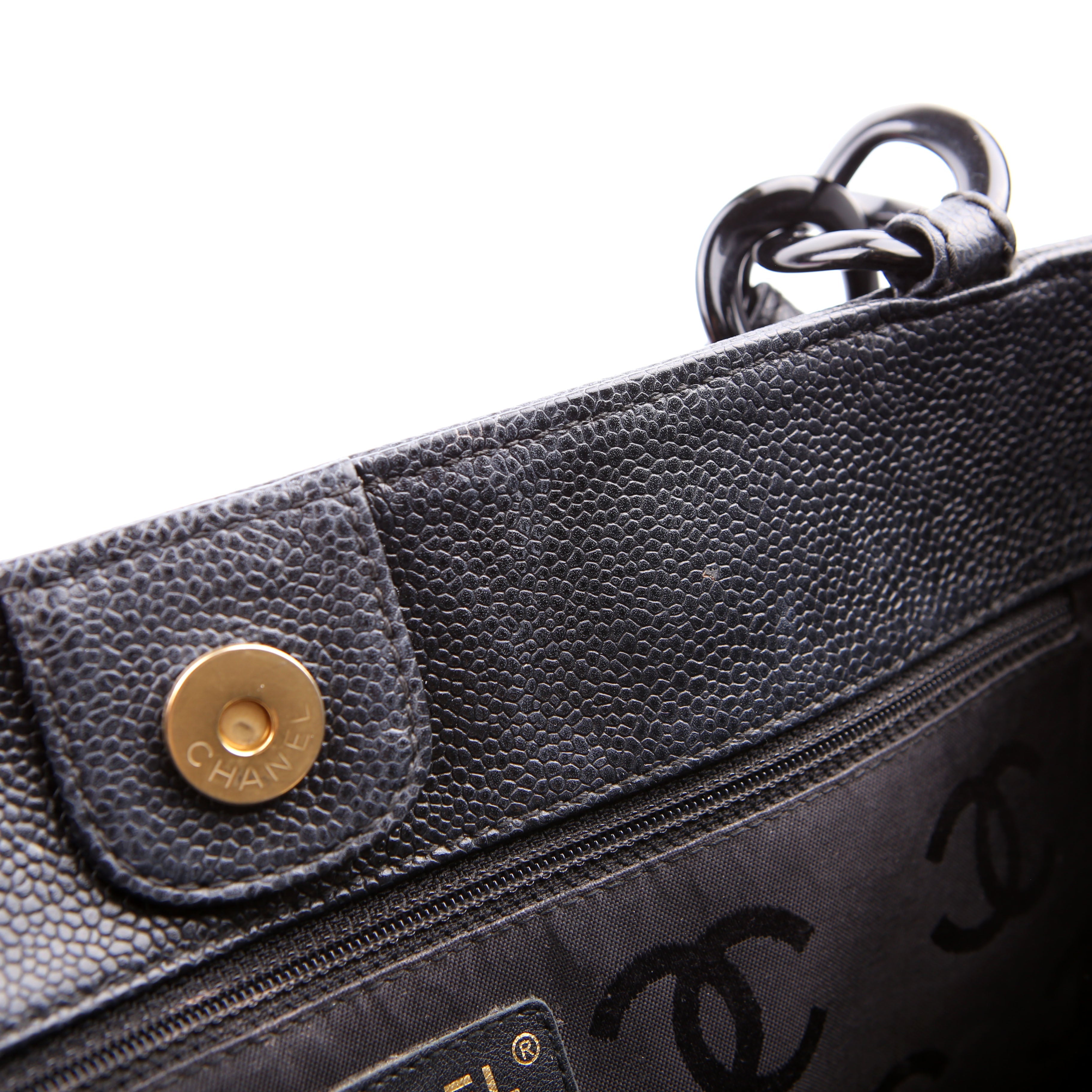 Bekko Chain Tote Caviar 9M Black