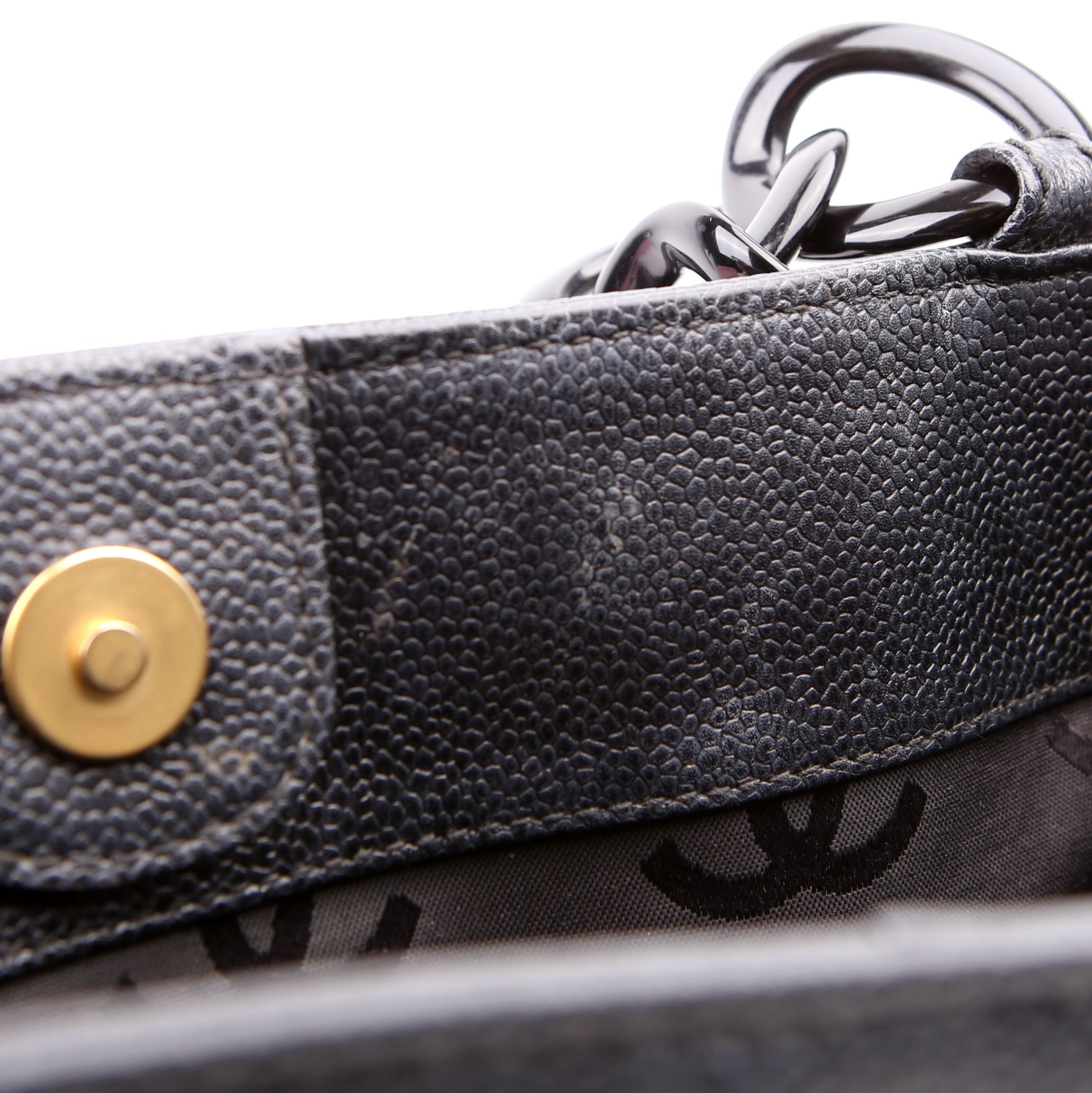 Bekko Chain Tote Caviar 9M Black