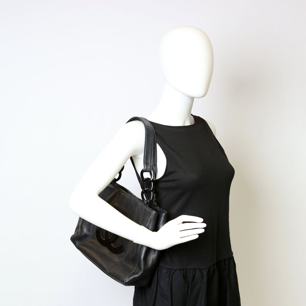 Bekko Chain Tote Caviar 9M Black