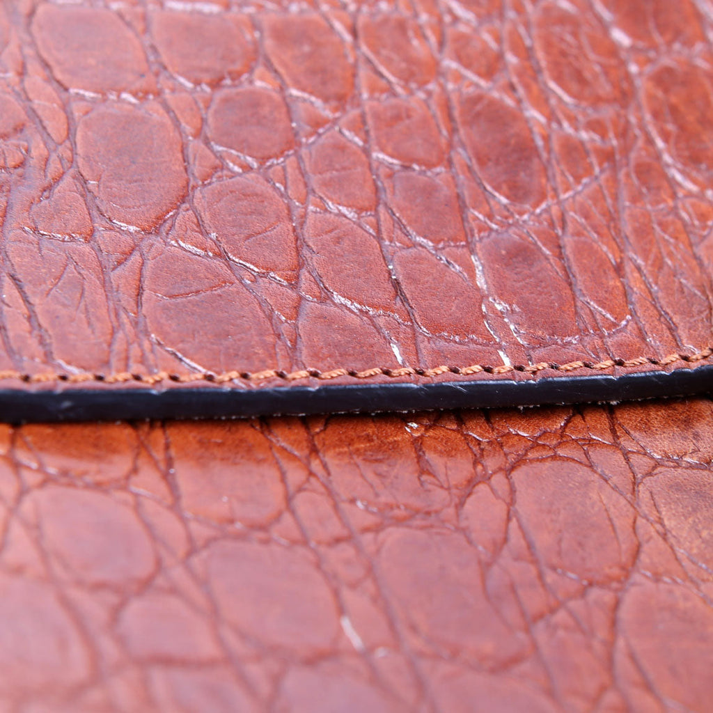 Drew Crossbody Crocodile Embossed Medium Brown