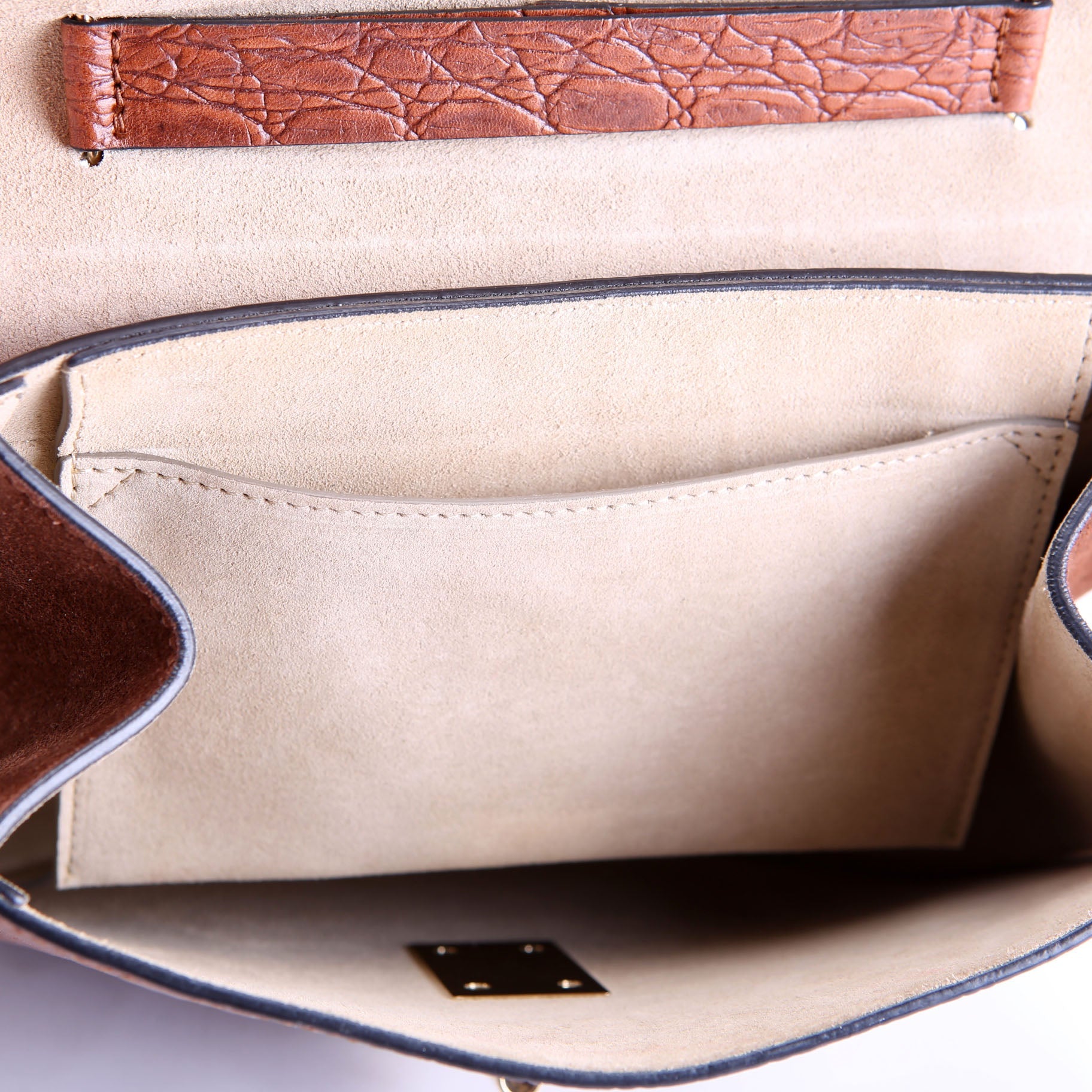 Drew Crossbody Crocodile Embossed Medium Brown
