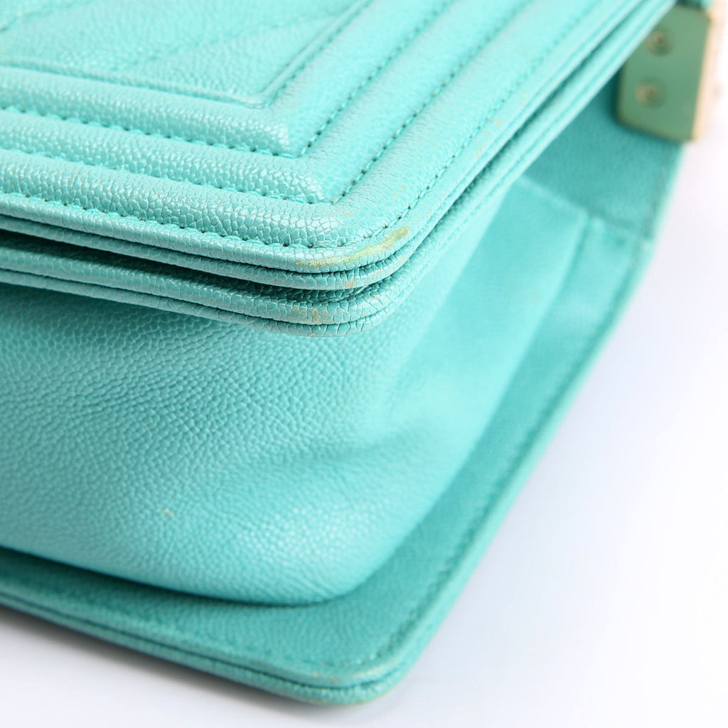 Boy Flap Small Chevron Caviar 27M Teal