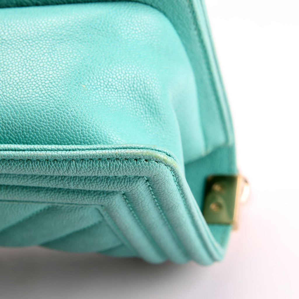 Boy Flap Small Chevron Caviar 27M Teal