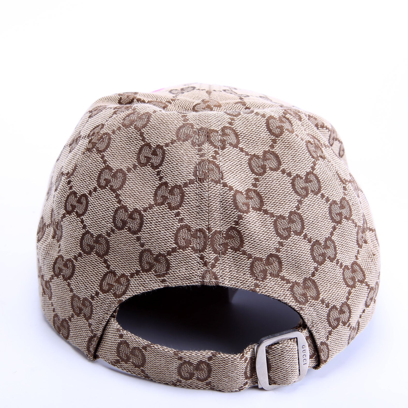 838034 GG Canvas Print Logo Hat Size M Beige/Pink