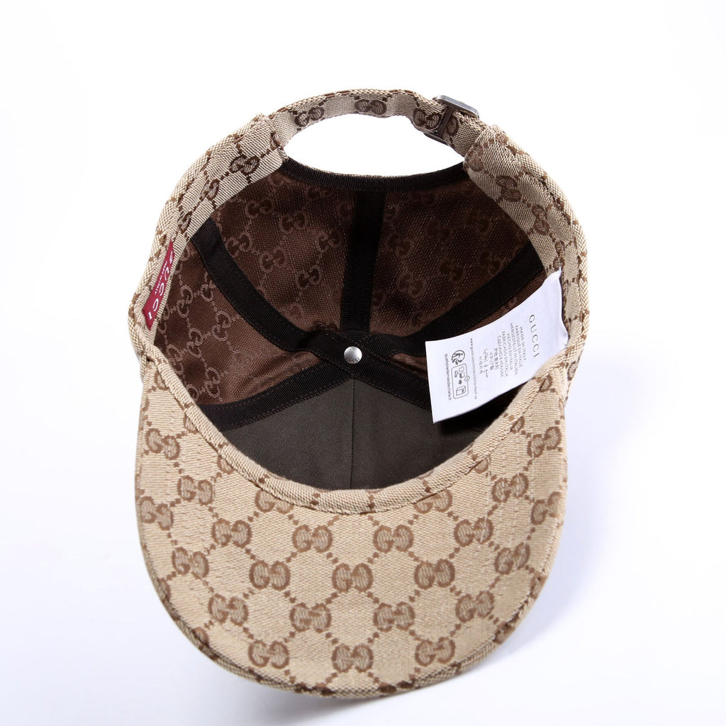 838034 GG Canvas Print Logo Hat Size M Beige/Pink