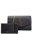 Uptown Chain Wallet Grain 607788 Black