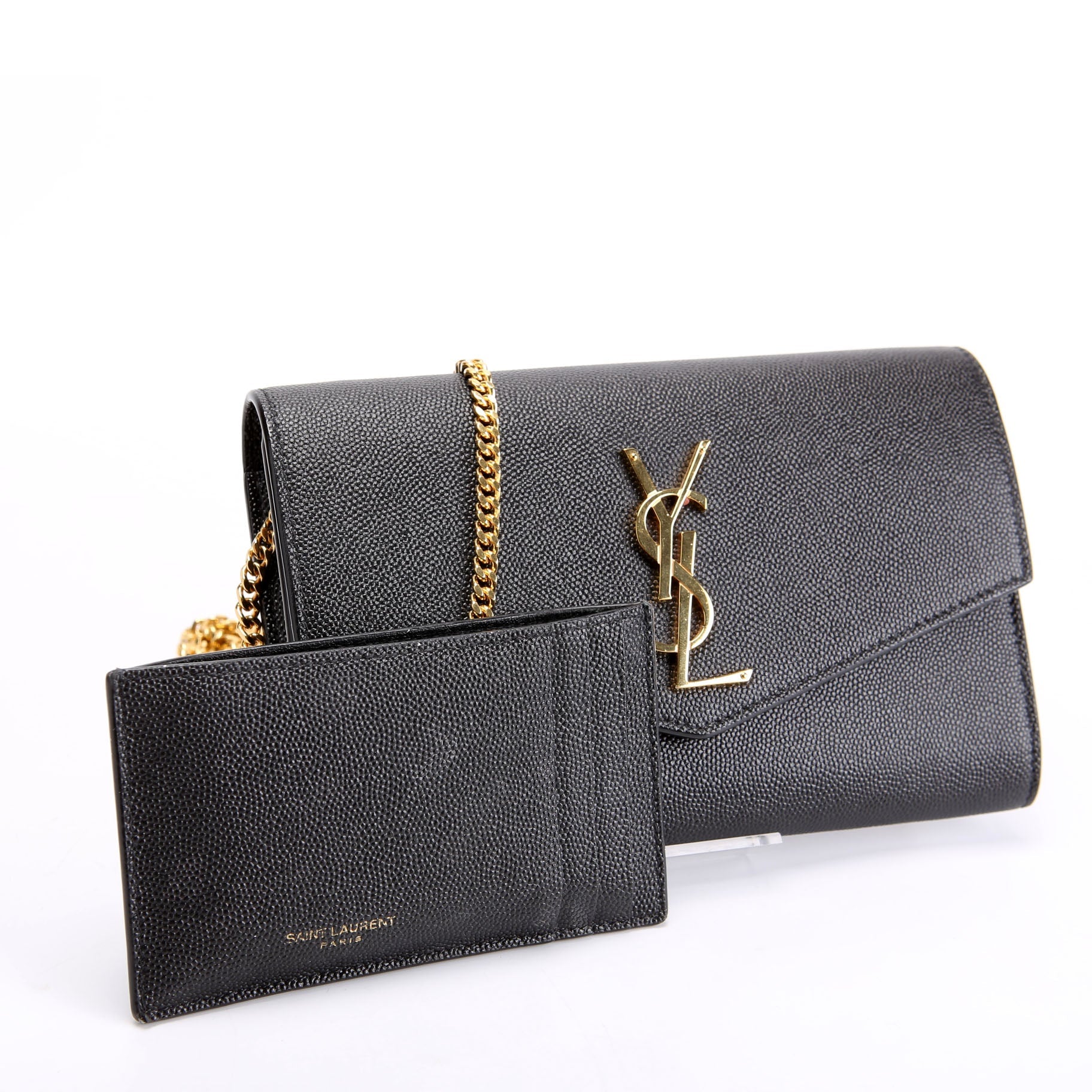 Uptown Chain Wallet Grain 607788 Black