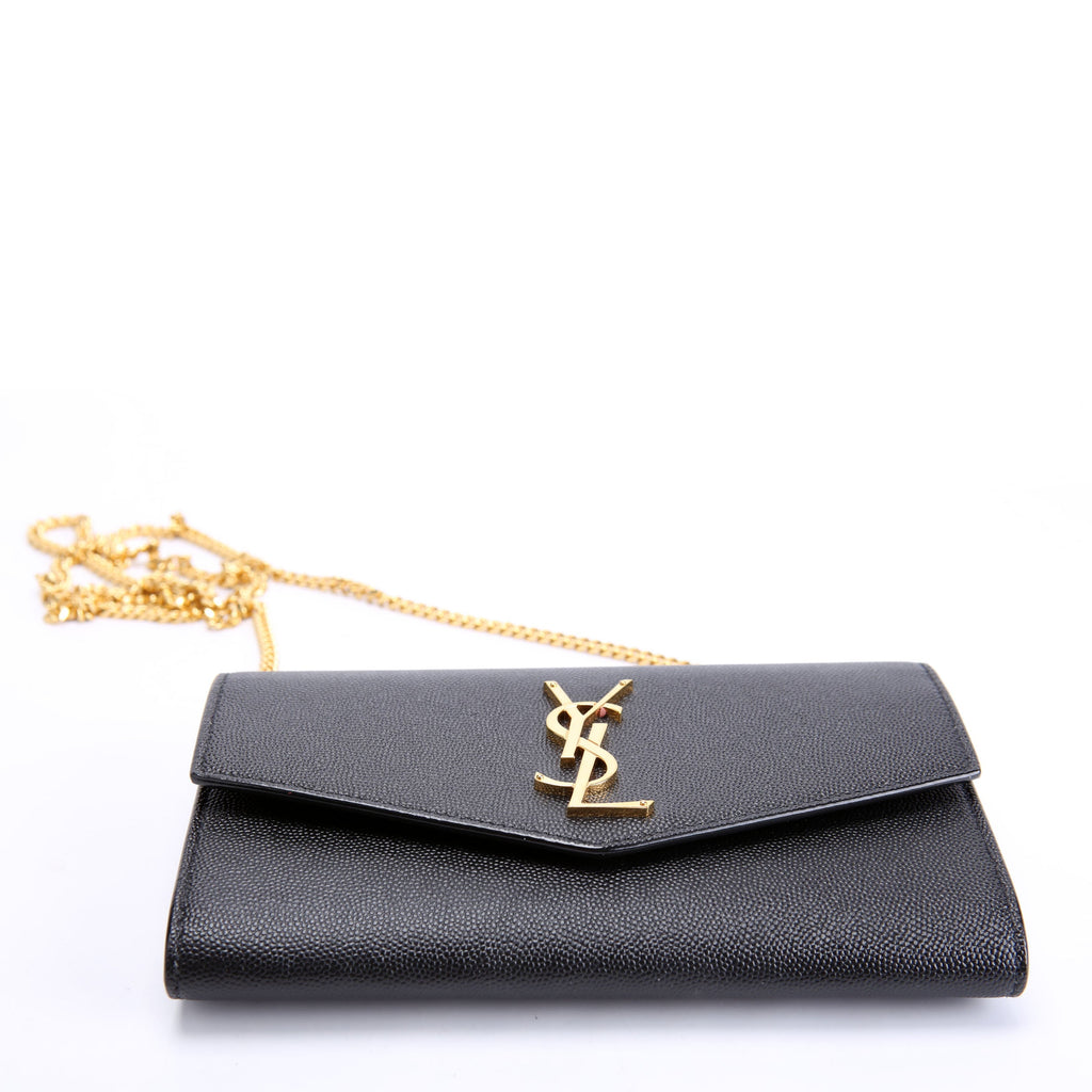 Uptown Chain Wallet Grain 607788 Black