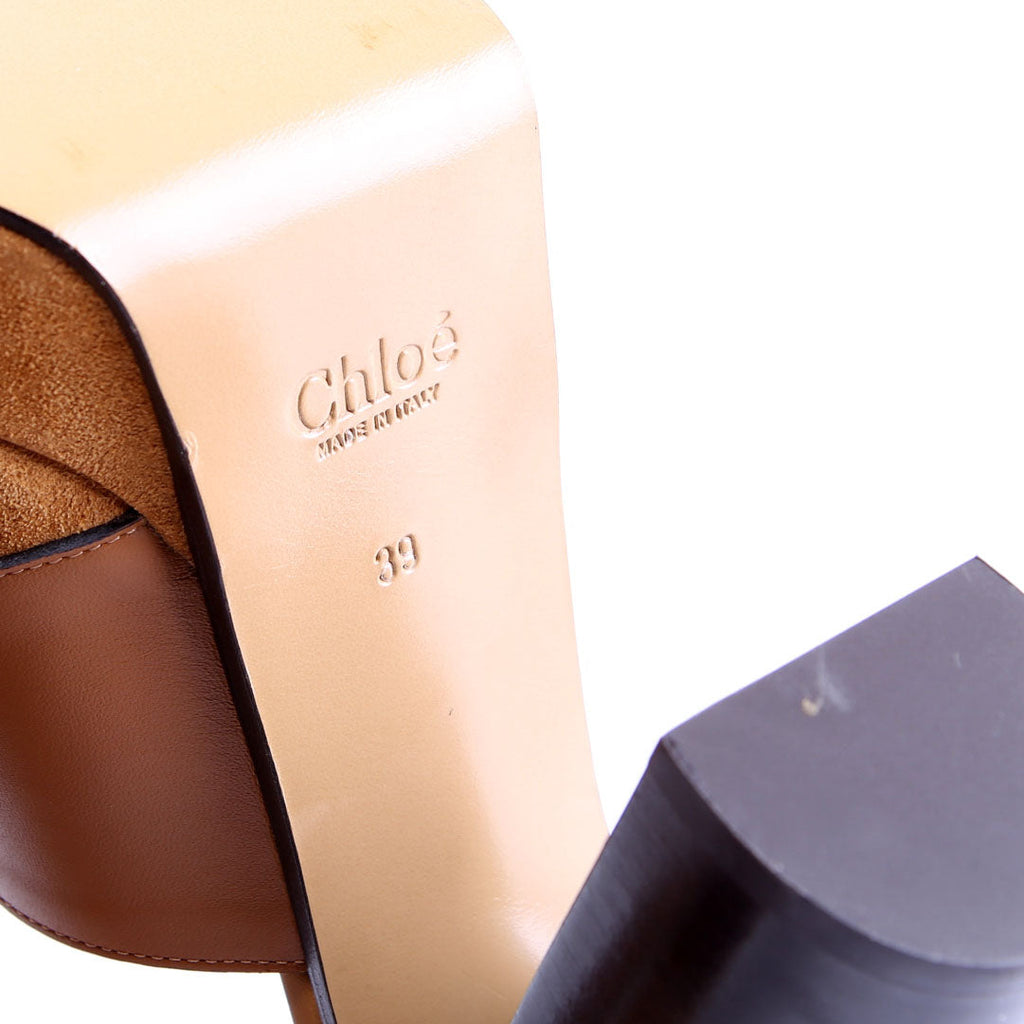 C Logo Platform Sandal Heels Size 39 Tan