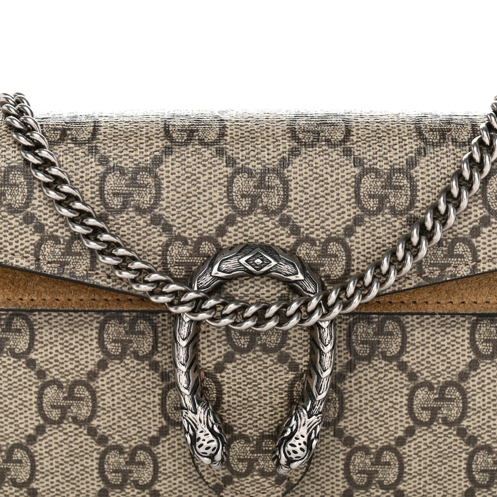 Gucci GG Supreme Monogram Super Mini Dionysus Shoulder Bag Taupe