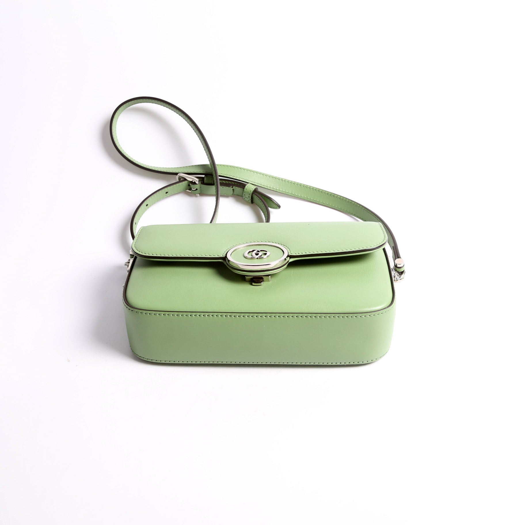 739722 Petite GG Mini Shoulder Bag Calfskin Green