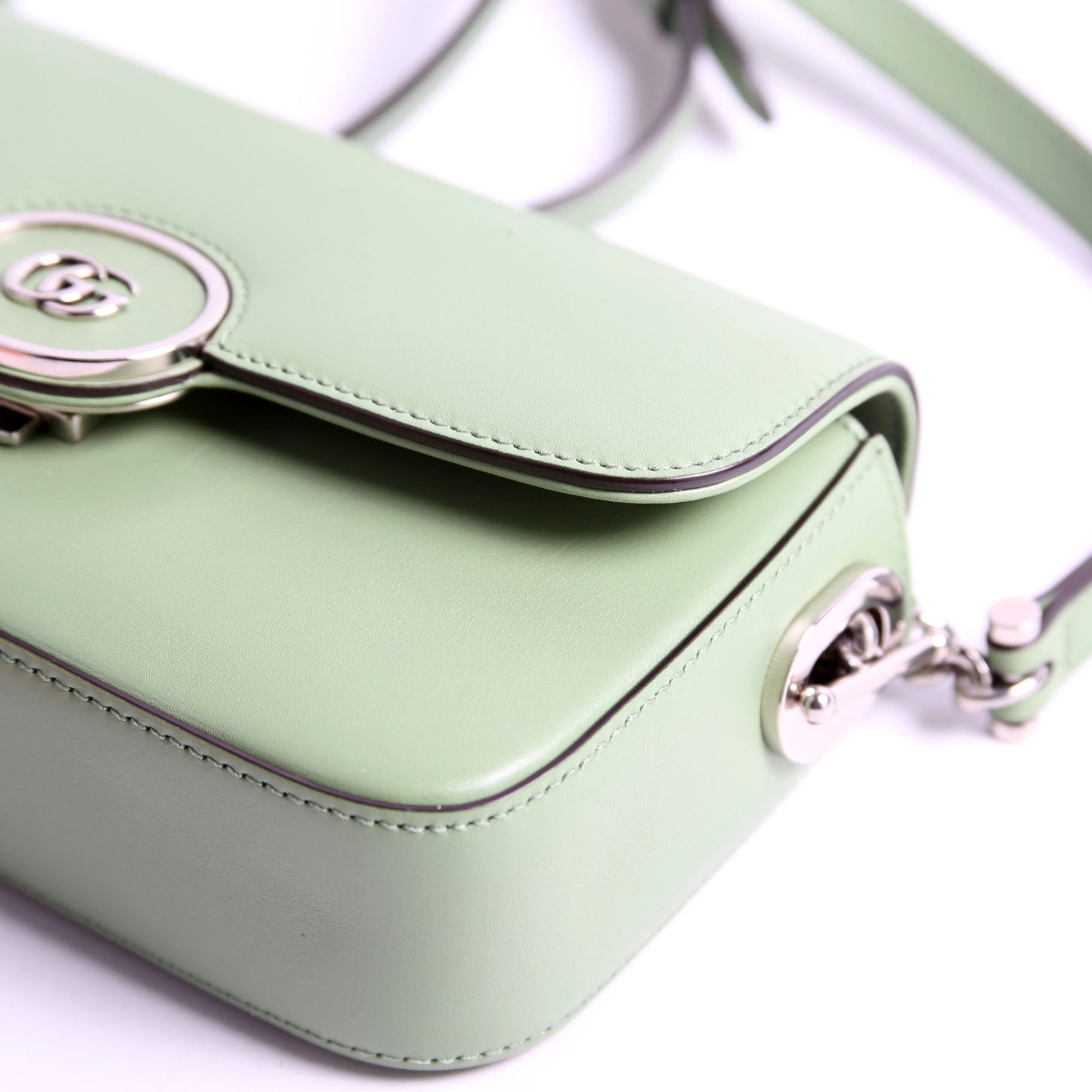 739722 Petite GG Mini Shoulder Bag Calfskin Green
