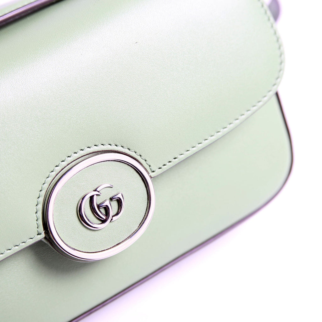 739722 Petite GG Mini Shoulder Bag Calfskin Green