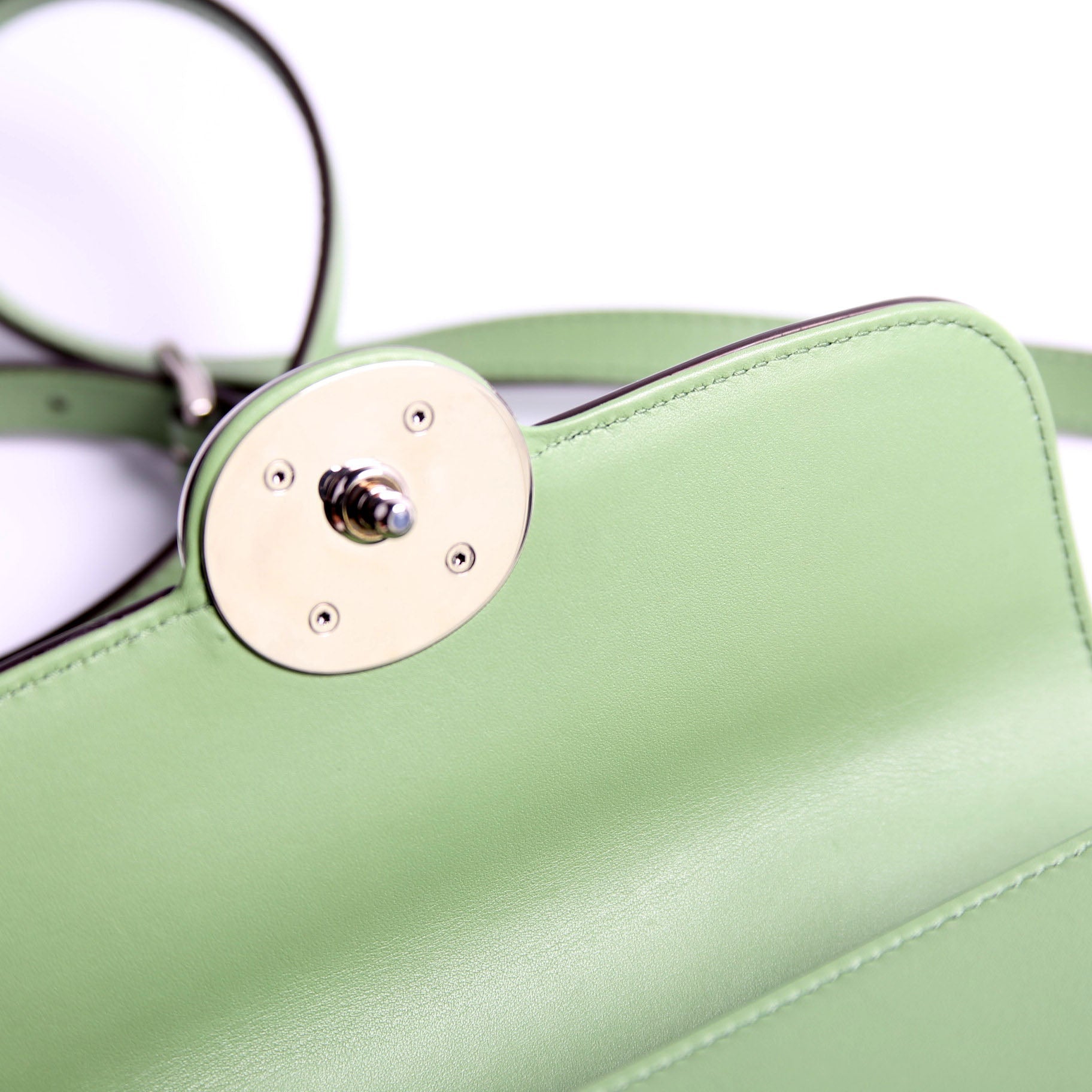 739722 Petite GG Mini Shoulder Bag Calfskin Green