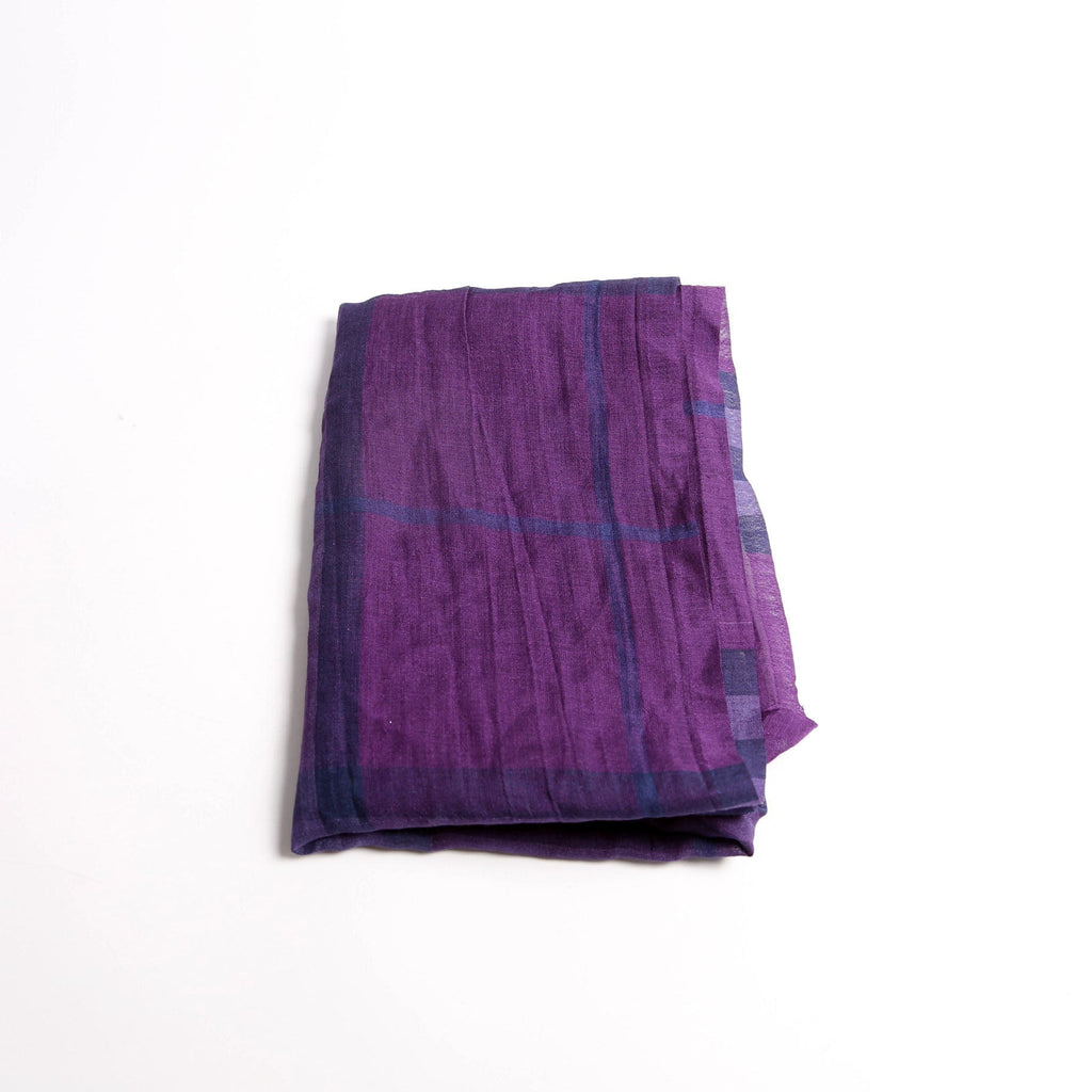Nova Check Silk/Cotton Scarf Purple