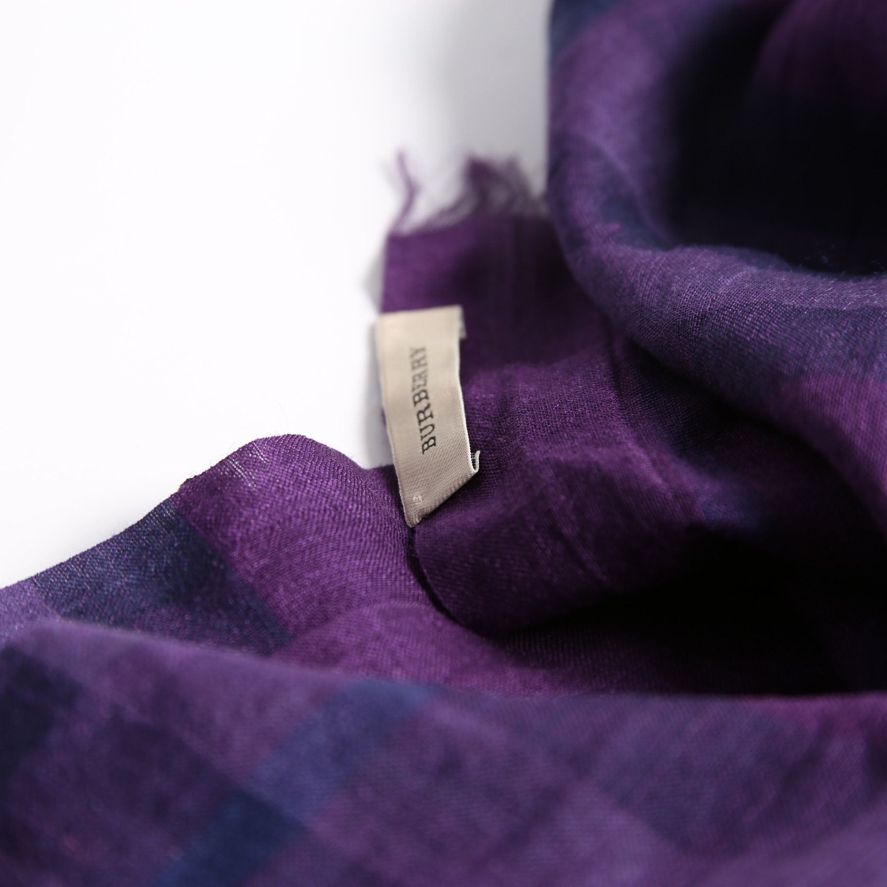 Nova Check Silk/Cotton Scarf Purple