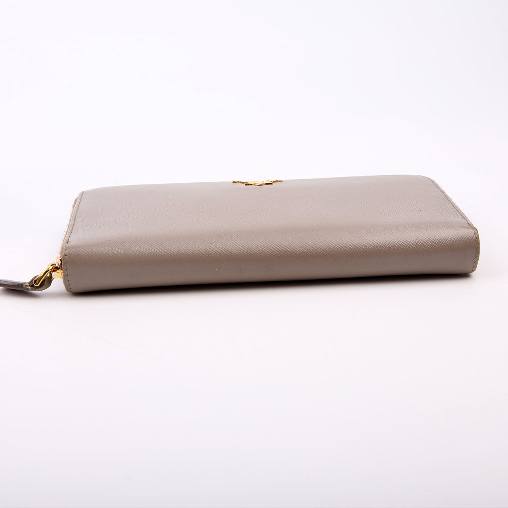 Prada Saffiano Zip Around Wallet Black