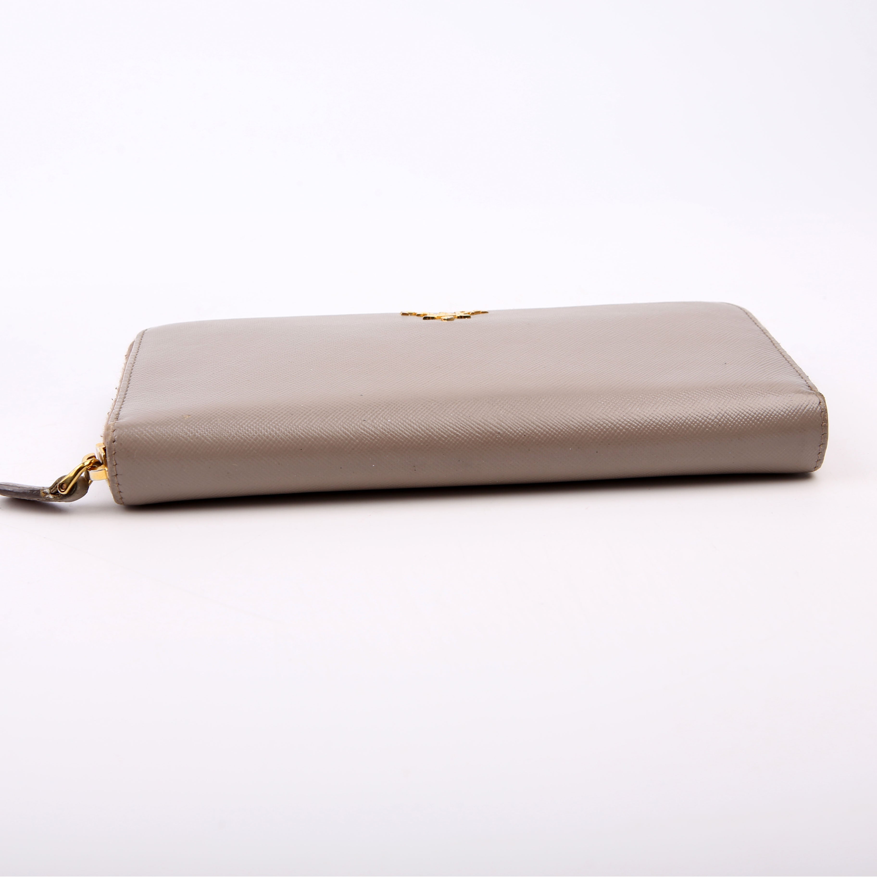 Prada Saffiano Zip Around Wallet Black