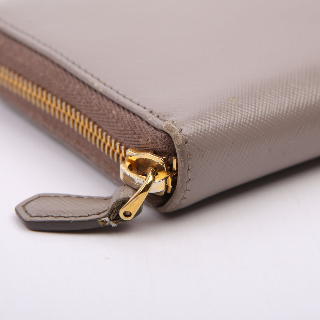 Prada Saffiano Zip Around Wallet Black