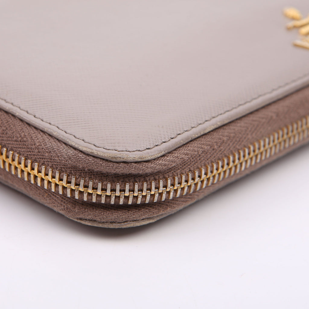 Prada Saffiano Zip Around Wallet Black