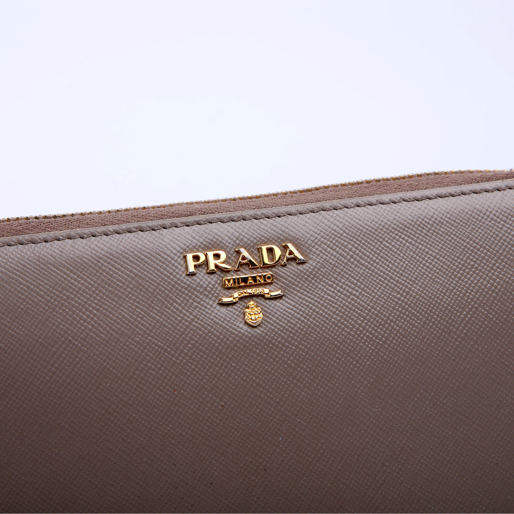 Prada Saffiano Zip Around Wallet Black