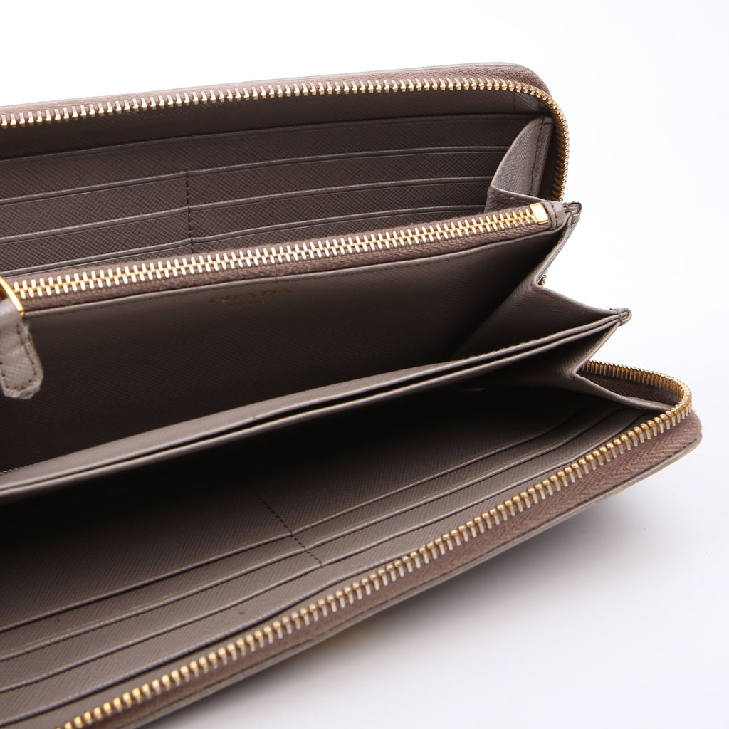 Prada Saffiano Zip Around Wallet Black
